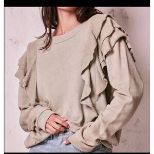 LoveShackFancy Melanie Ruffle Sweatshirt sz XS